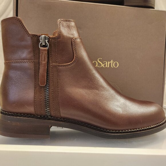 Franco Sarto Brown Leather "Halford" Booties. NIB. Size 8 - Picture 1 of 12